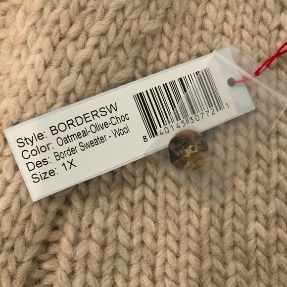 NWT Frances Valentine Chunky Wool Border Cardigan Sweater - 1X - Picture 2 of 6